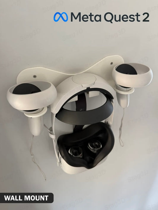 Wall Mount for Meta Quest 2 | VR Headset Holder | Game Controller Storage