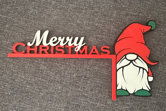 Merry Christmas Gnome Gonk Door Corner Sign | 3D Printed Christmas Decor | Holiday Door Decoration | Festive Ornament