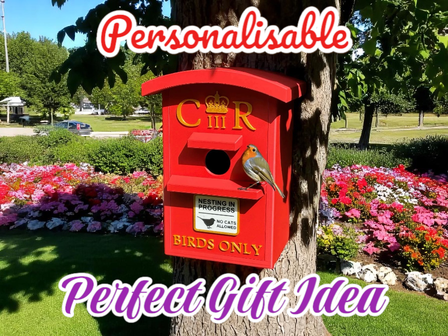 UK Postbox Bird Box | Unique Birdhouse for Gardens & Bird Lovers | Garden Decor | Nest Box | Personalised