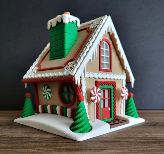 Gingerbread House | Christmas Decoration | Festive Holiday Centrepiece | Toy Village Display | Chocolates Storage | Complete with Flickering LED Tea Lights
