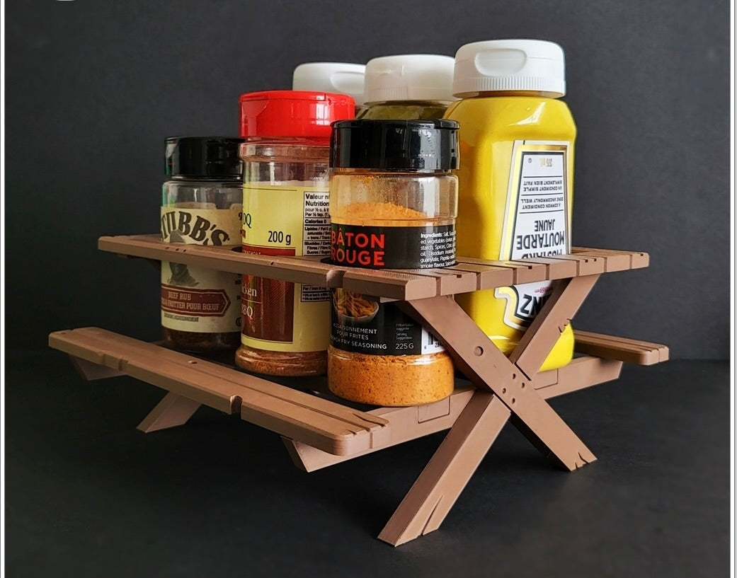 BBQ Picnic Table Sauce and Spice Rack BBQ Gift Garden Decor