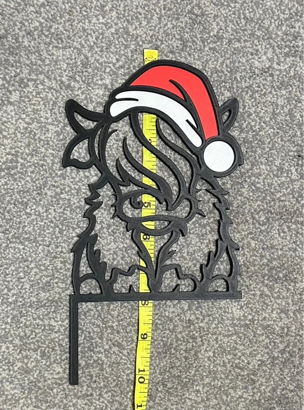 3D Printed Highland Cow Santa Door Corner | Christmas Decor | Festive Door Sign | Christmas Farmhouse Decoration | Gift
