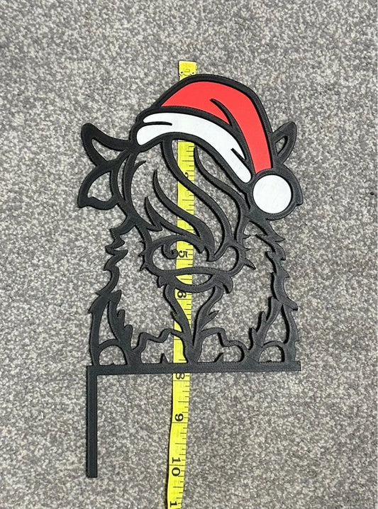 3D Printed Highland Cow Santa Door Corner | Christmas Decor | Festive Door Sign | Christmas Farmhouse Decoration | Gift
