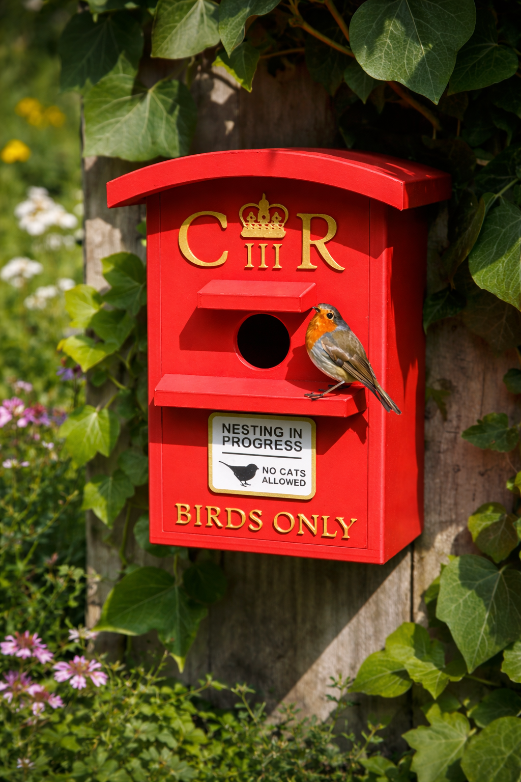 UK Postbox Bird Box | Unique Birdhouse for Gardens & Bird Lovers | Garden Decor | Nest Box