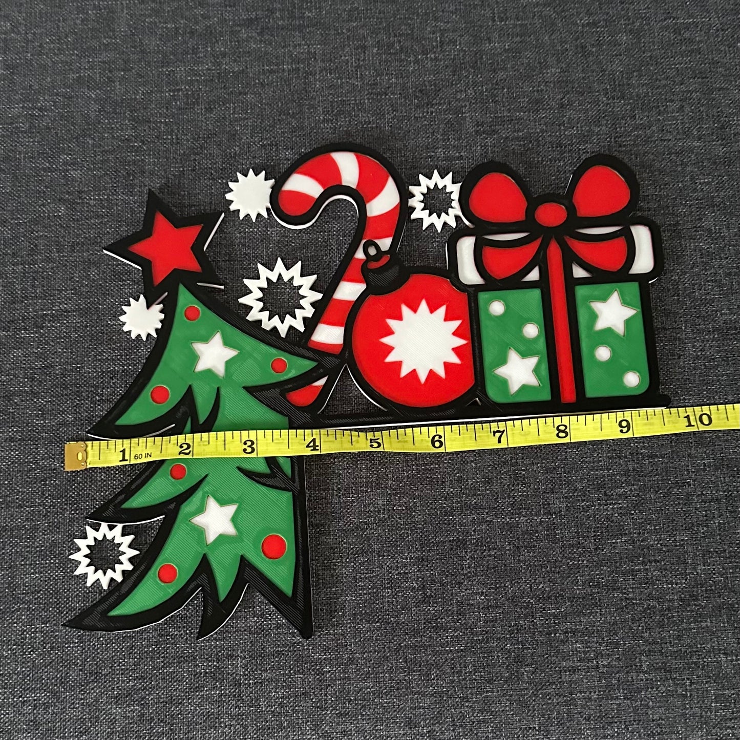 Christmas Door Corner Decoration | Xmas Tree Candy Cane Bauble & Present | Festive Door Frame Decor | 3D Printed Holiday Decoration