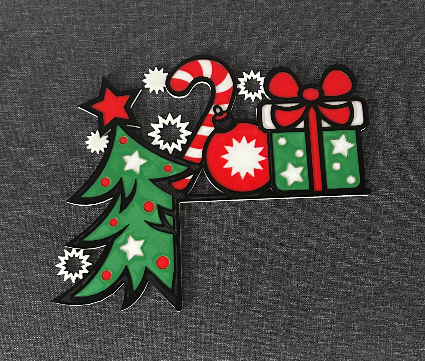 Christmas Door Corner Decoration | Xmas Tree Candy Cane Bauble & Present | Festive Door Frame Decor | 3D Printed Holiday Decoration
