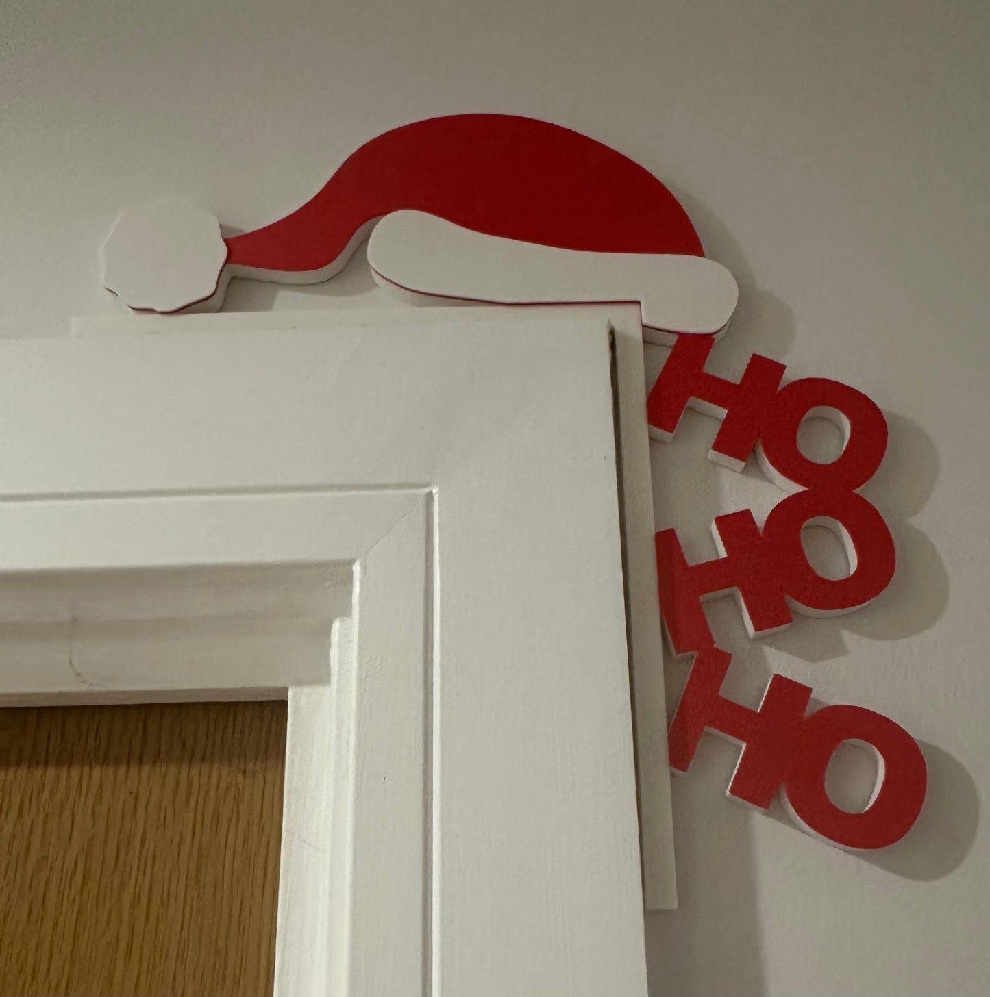 Ho Ho Ho Merry Christmas Hat Door Corner Sign | 3D Printed Christmas Decor | Holiday Door Decoration | Festive Ornament