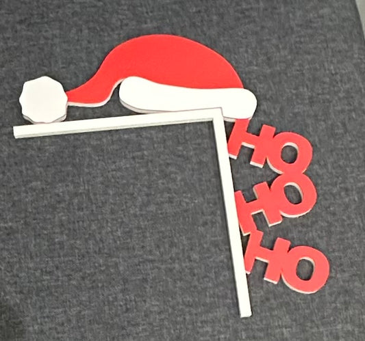 Ho Ho Ho Merry Christmas Hat Door Corner Sign | 3D Printed Christmas Decor | Holiday Door Decoration | Festive Ornament