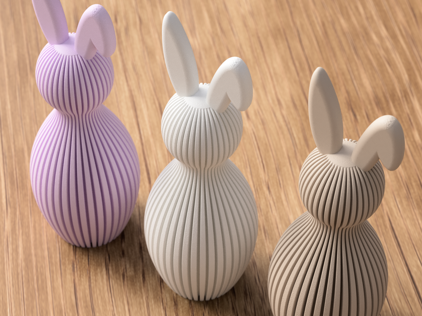 Easter Folded Ear Bunny Japandi Decor | Minimalist Ribbed Rabbit Ornament | Modern Easter Decoration