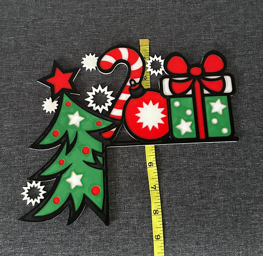 Christmas Door Corner Decoration | Xmas Tree Candy Cane Bauble & Present | Festive Door Frame Decor | 3D Printed Holiday Decoration