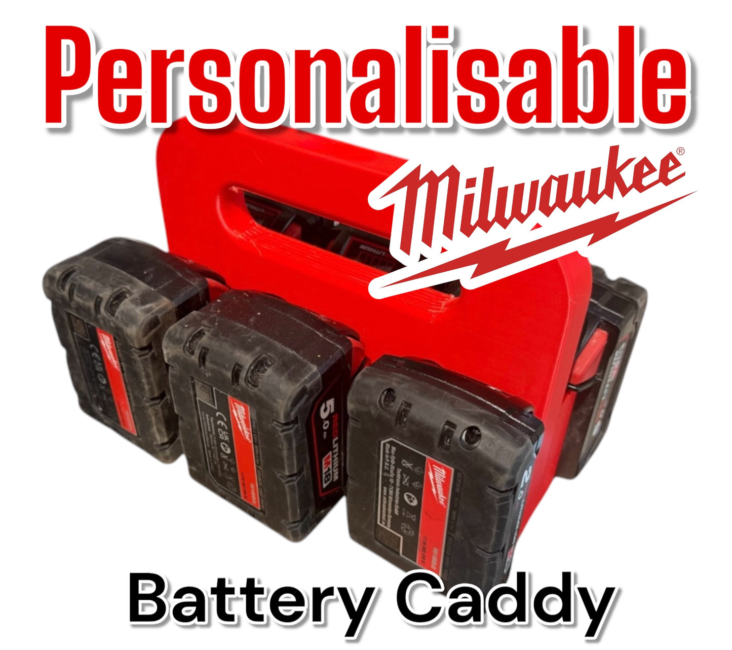 Milwaukee M18 18v Battery Carrier for 4 or 6 Batteries | DIY Gift | Builders Gift | Gift For Dad | Heavy Duty | Personalisable
