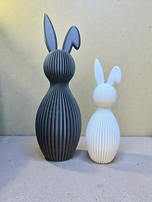 Easter Folded Ear Bunny Japandi Decor | Minimalist Ribbed Rabbit Ornament | Modern Easter Decoration