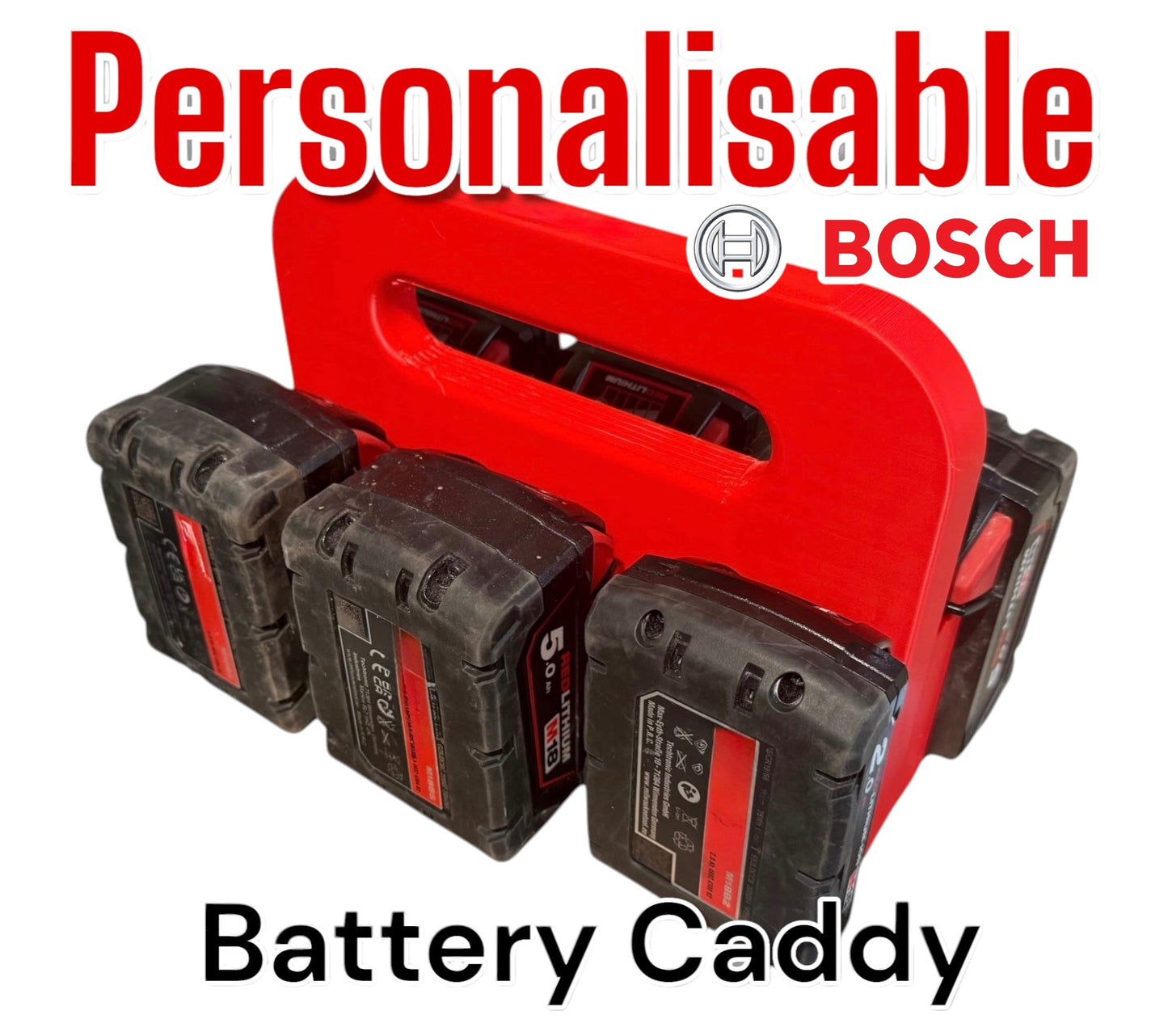 Bosch ProCORE / GBA 18v Battery Carrier for 4 or 6 Batteries | DIY Gift | Builders Gift | Gift For Dad | Heavy Duty | Personalisable