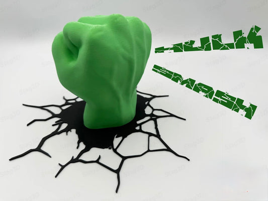 Hulk Smash Wall Decor | 3D Wall Art | Superhero Room Decor | Hulk Fist Wall Mount | Magnetic Mount | Green