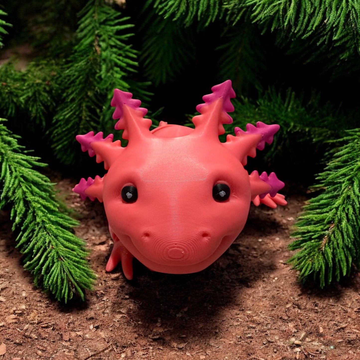 3D Printed Articulated Axolotl – Poseable and Fun | MatMires | Fidget | Avaiable in 3 sizes
