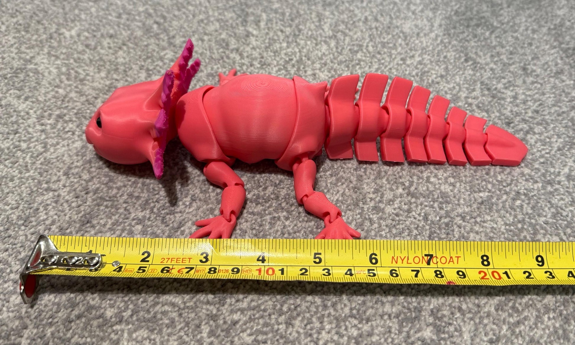 3D Printed Articulated Axolotl – Poseable and Fun | MatMires | Fidget | Avaiable in 3 sizes