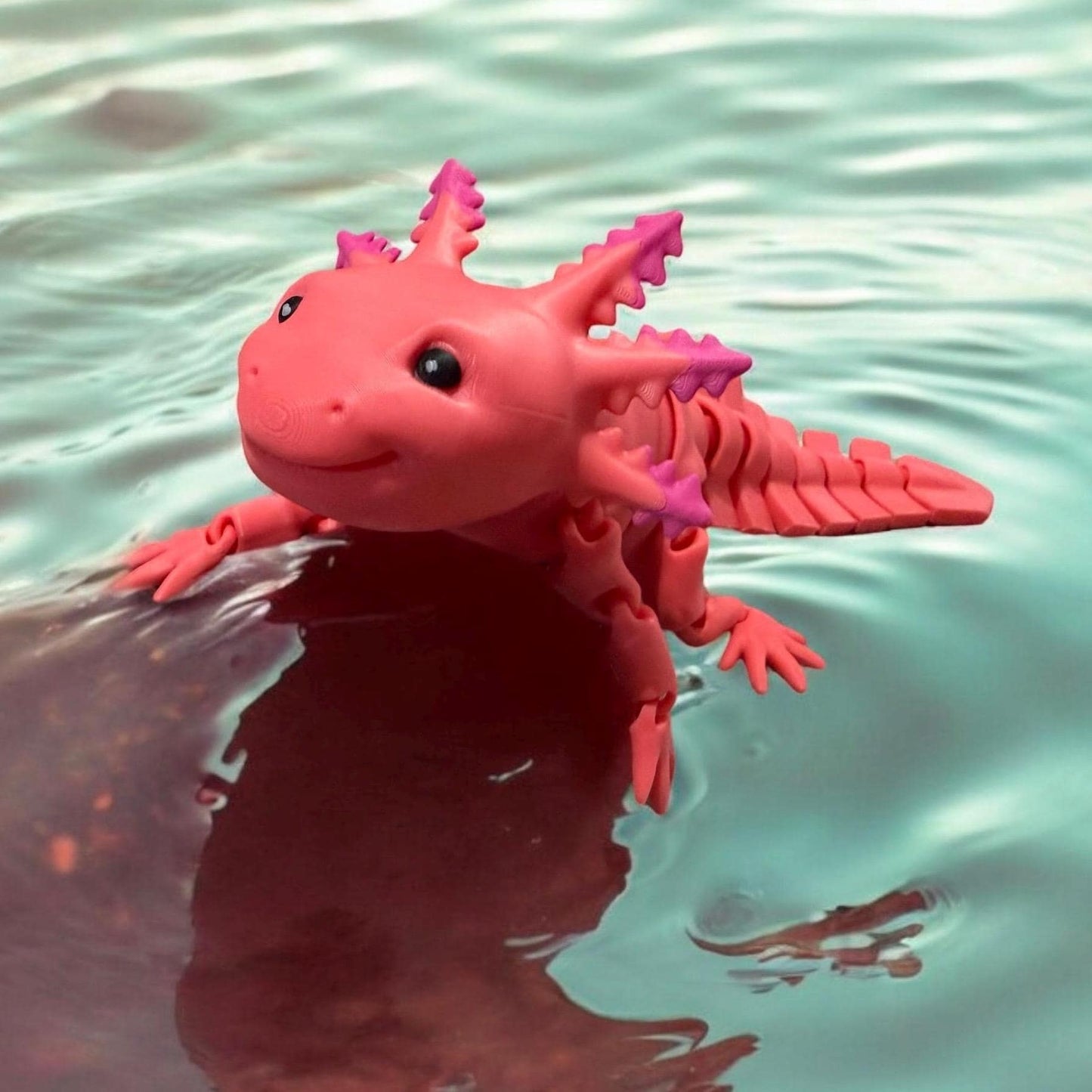 3D Printed Articulated Axolotl – Poseable and Fun | MatMires | Fidget | Avaiable in 3 sizes