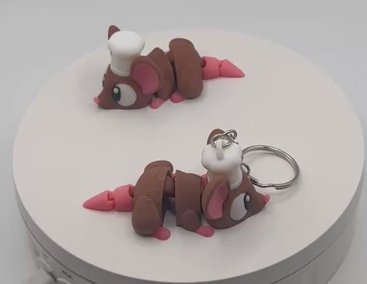 3D Printed Flexi Chef Mouse | Articulated Fidget Toy | Cute Desk Buddy | Keychain | Keyring Gift for Mouse Lovers